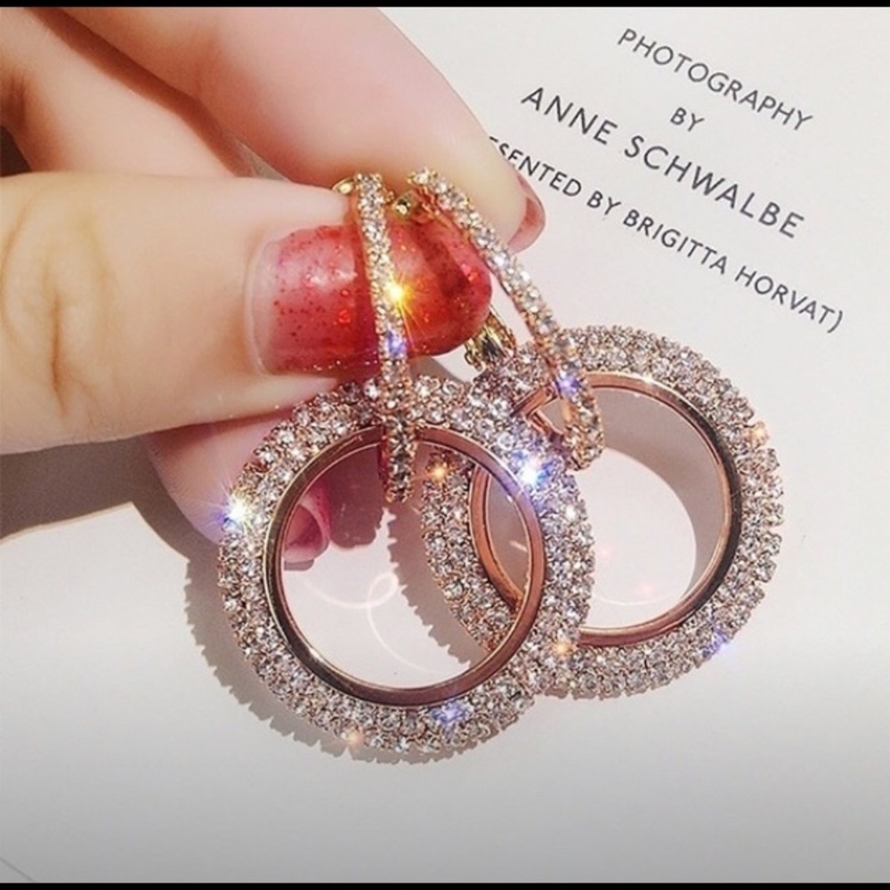 Rose Gold Rhinestone Earrings